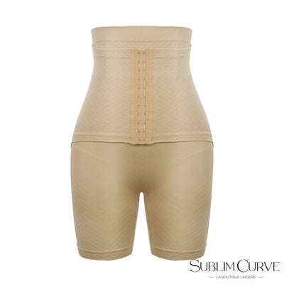 Gaine panty beige à crochets pièce face avant